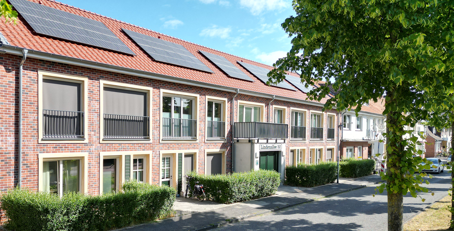 Luftbildaufnahme des gewo-Wohnquartiers am Strampel in Nordhorn.